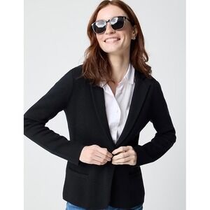 J. Crew Women's Schoolboy‎ Sweater Blazer Knit Black Size Large Petite Classic